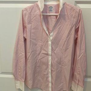 Brooks Brothers spine and white striped blouse